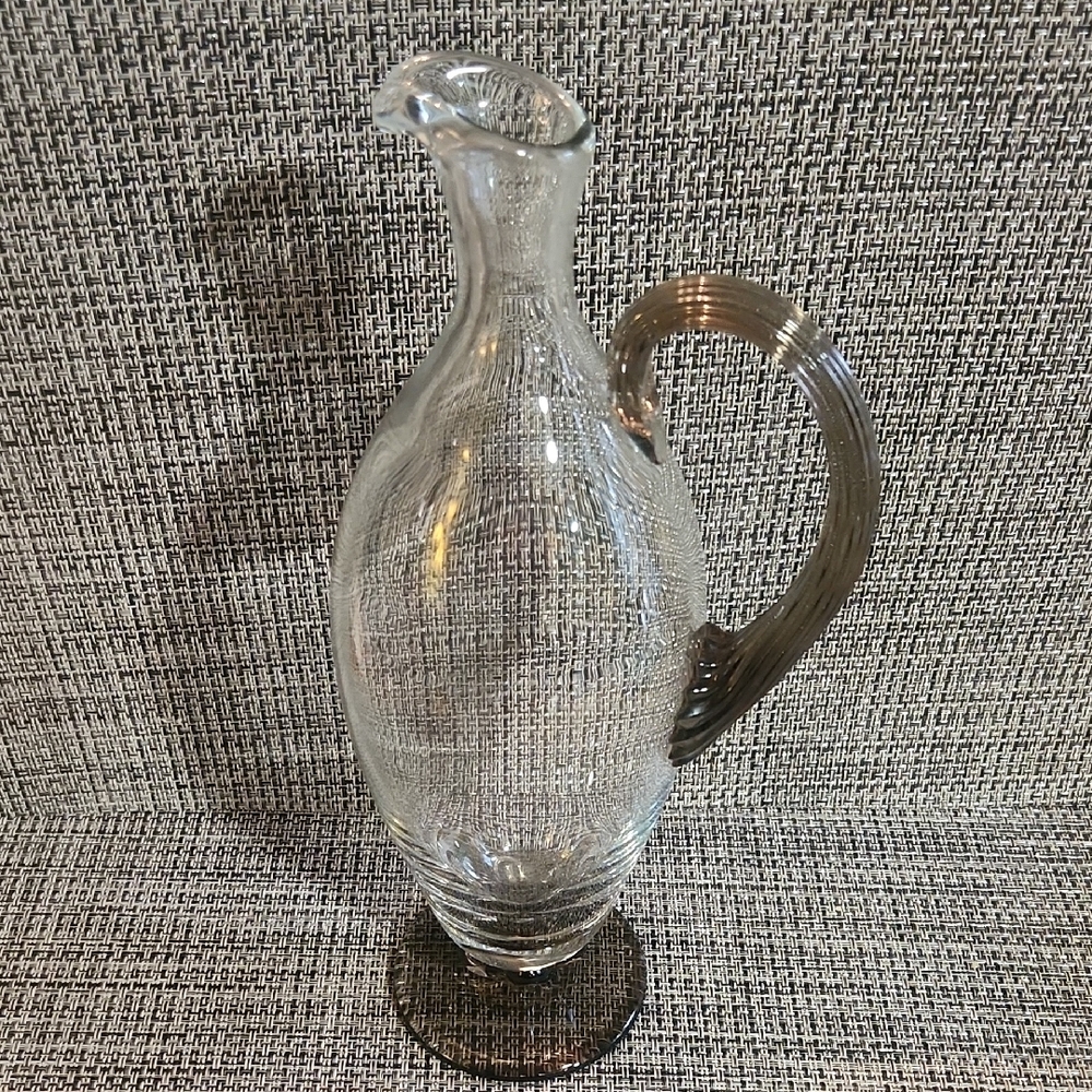 Vintage Handblown  Glass Pitcher with Handle